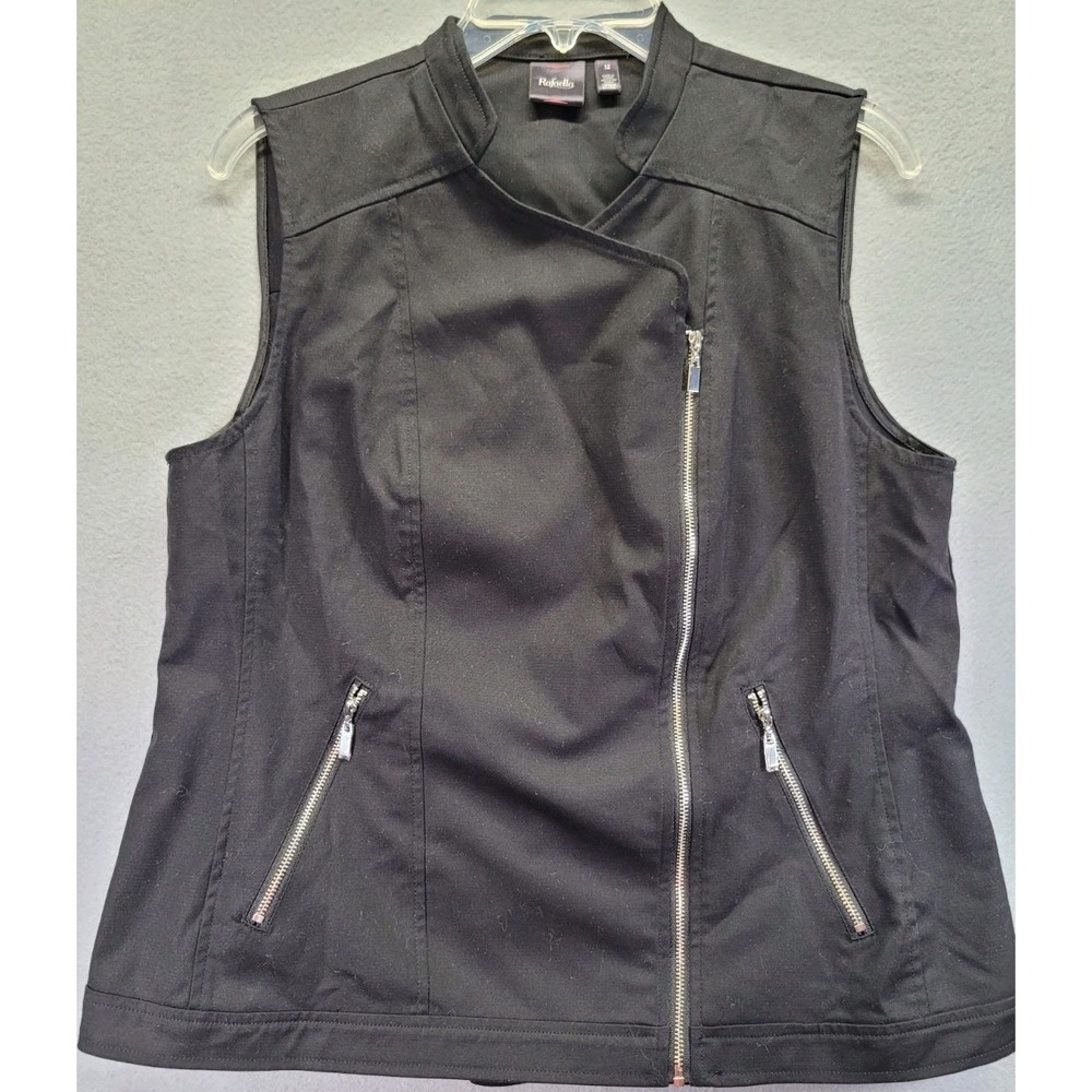 RAFAELLA Black Vest Women's Size 12 Asymmetrical Zip Up Grunge